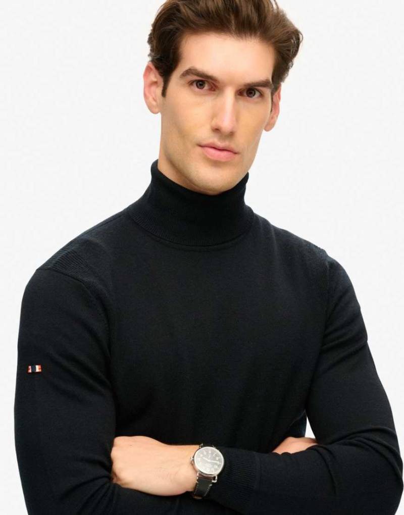 Superdry - Rollkragenpullover aus Merinowolle in Schwarz von Superdry