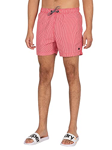 Superdry SD Studios Swim Short Boardshorts, Herren Rouge Red Stripe, XL von Superdry