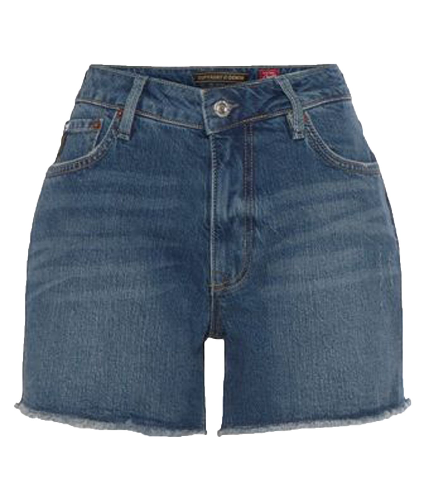 Superdry Salem Mid Short Damen Jeans-Hose mit offenem Saum 98585525 Blau von Superdry