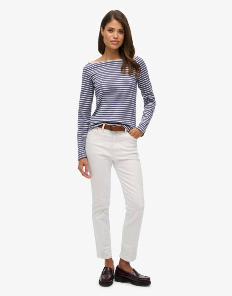 Superdry - Schulterfreies, gestreiftes Oberteil in Seefahrer-Marineblau mit Carmen-Ausschnitt von Superdry