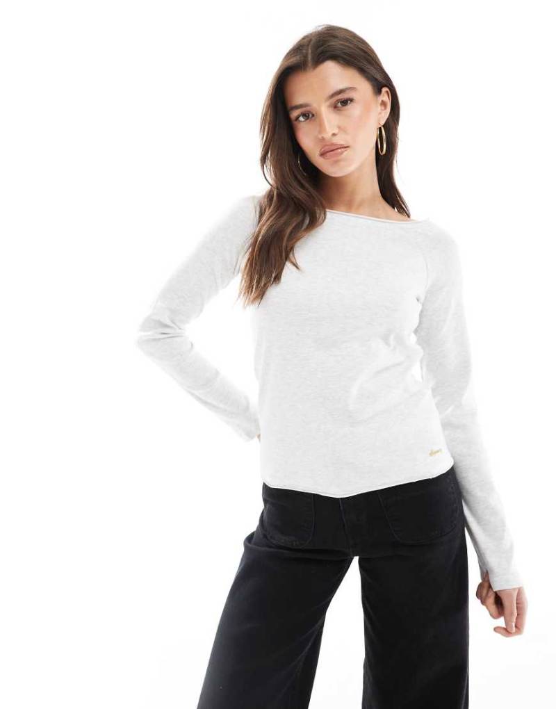 Superdry - Schulterfreies Bardot-Oberteil in Eisgrau meliert von Superdry