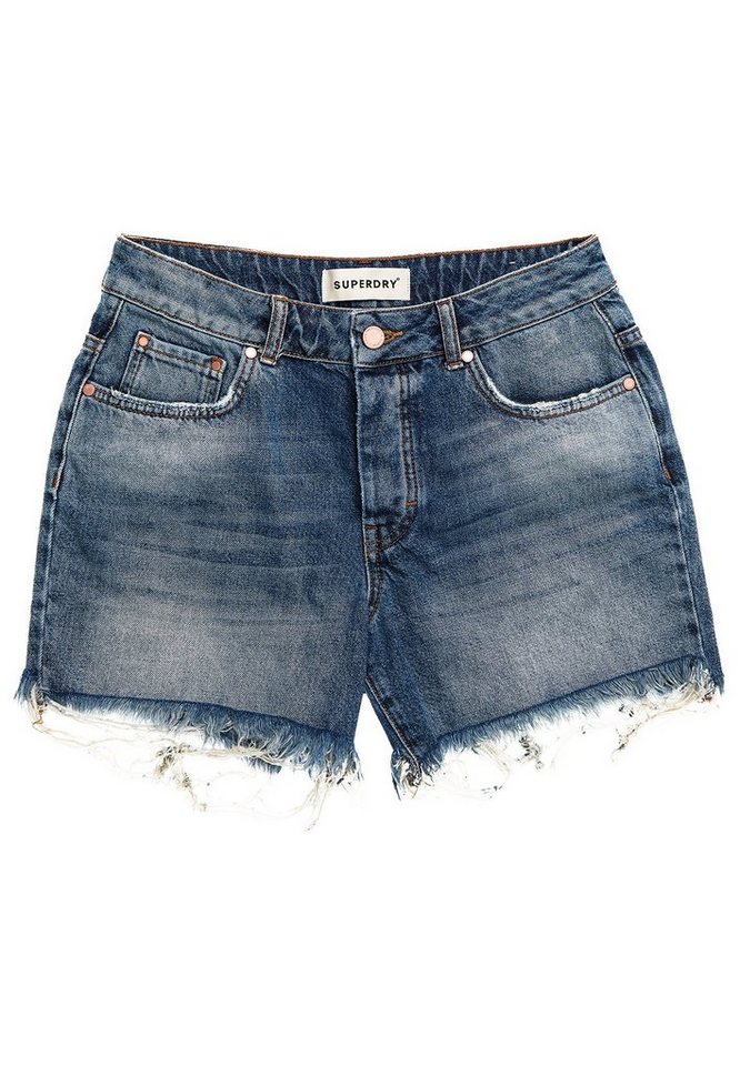 Superdry Shorts Superdry Shorts Damen DENIM MID LENGTH SHORT Mid Indigo Vintage von Superdry