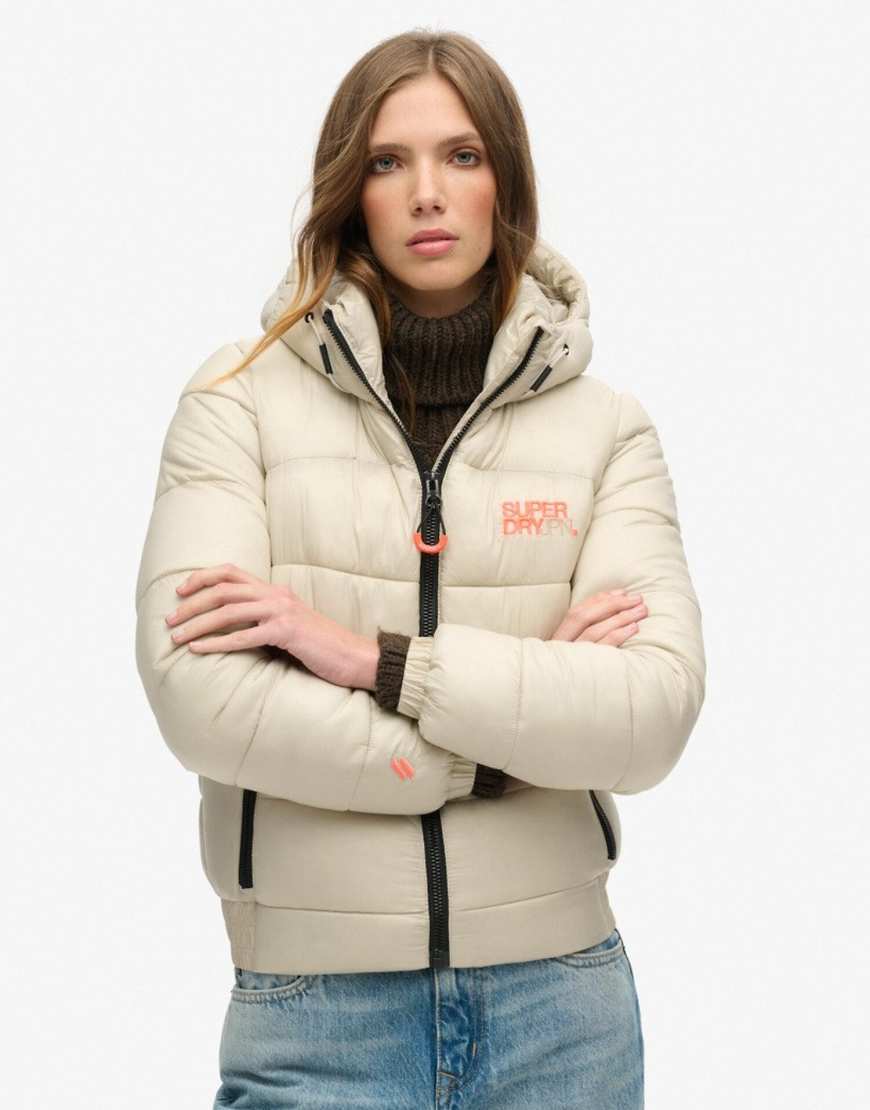 Superdry Sport - Puffer-Bomberjacke in Pelikanbeige-Neutral von Superdry