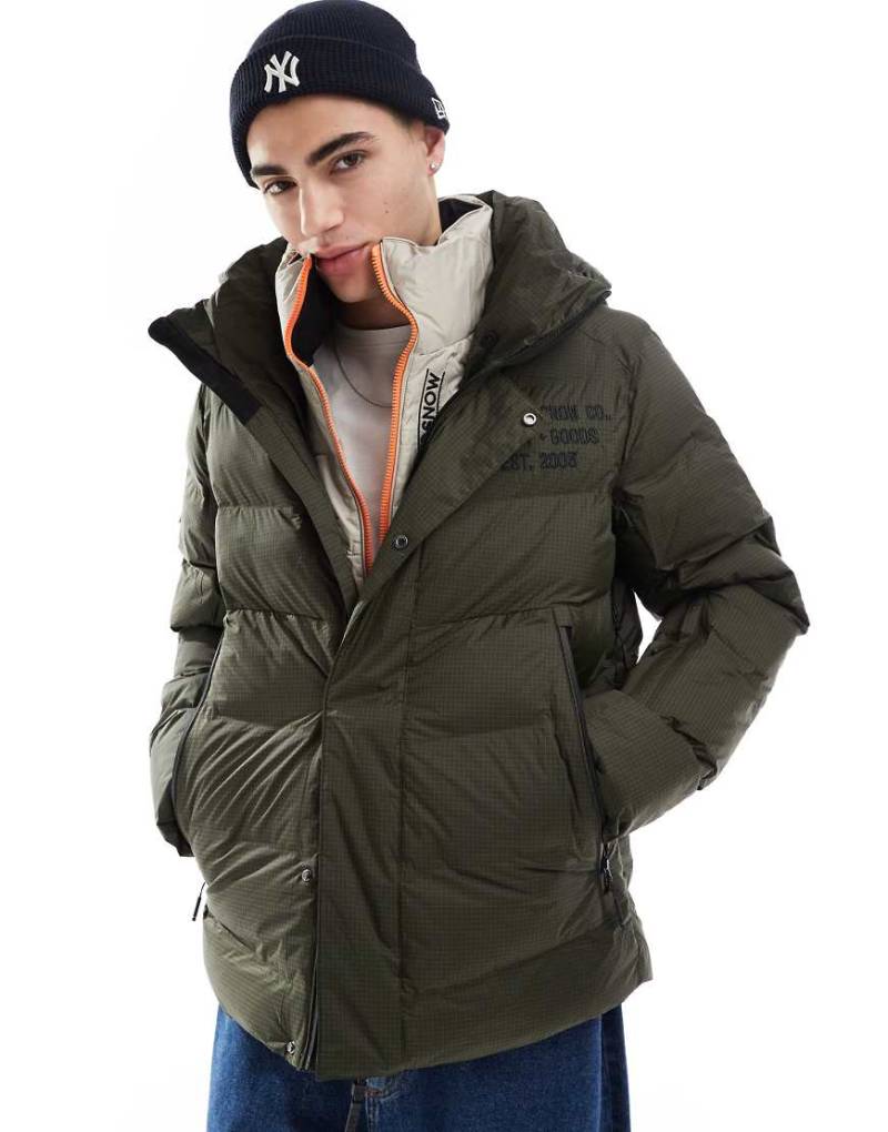 Superdry - Sport-Steppjacke aus Mikrofaser in Army-Khaki mit Kapuze-Grün von Superdry