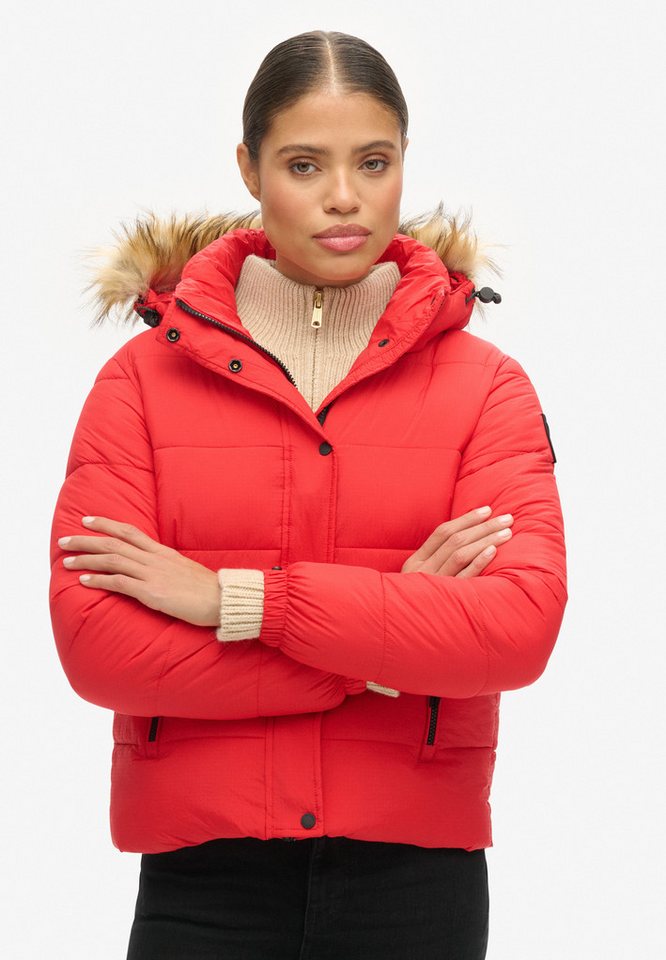Superdry Steppjacke FAUX FUR SHORT HOOD PUFFER von Superdry