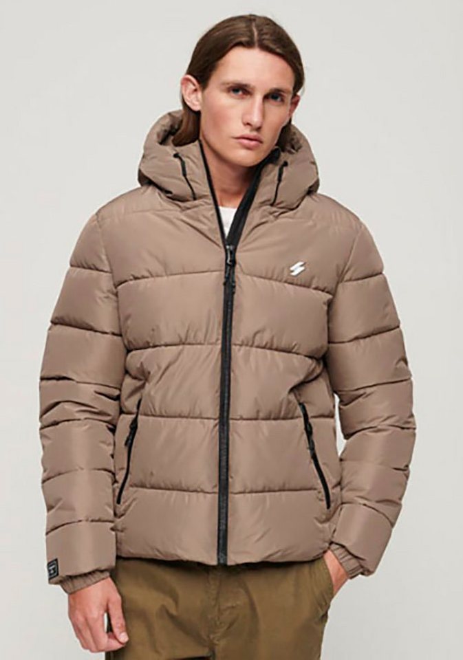 Superdry Steppjacke HOODED SPORTS PUFFR JACKET mit kontrastfarbener Stickerei von Superdry