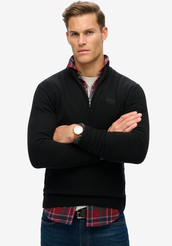 Superdry Strickpullover ESSENTIAL EMB KNIT HALF ZIP Superdry Strickpullover ESSENTIAL EMB KNIT HALF ZIP von Superdry