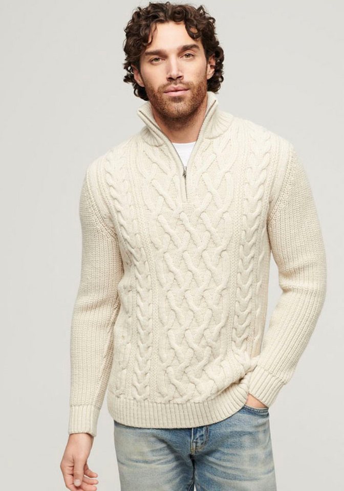 Superdry Strickpullover Jacob Cable Knit Half Zip Superdry Strickpullover Jacob Cable Knit Half Zip von Superdry