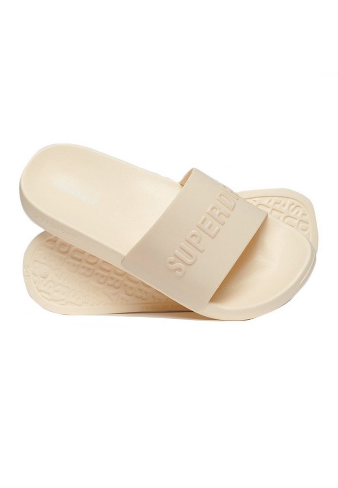 Superdry Superdry Damen Bade-Sandalen LOGO VEGAN POOL SLIDE Rice White Badesandale von Superdry