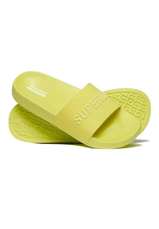 Superdry Superdry Damen Bade-Sandalen LOGO VEGAN POOL SLIDE Sunny Lime Green Badesandale von Superdry