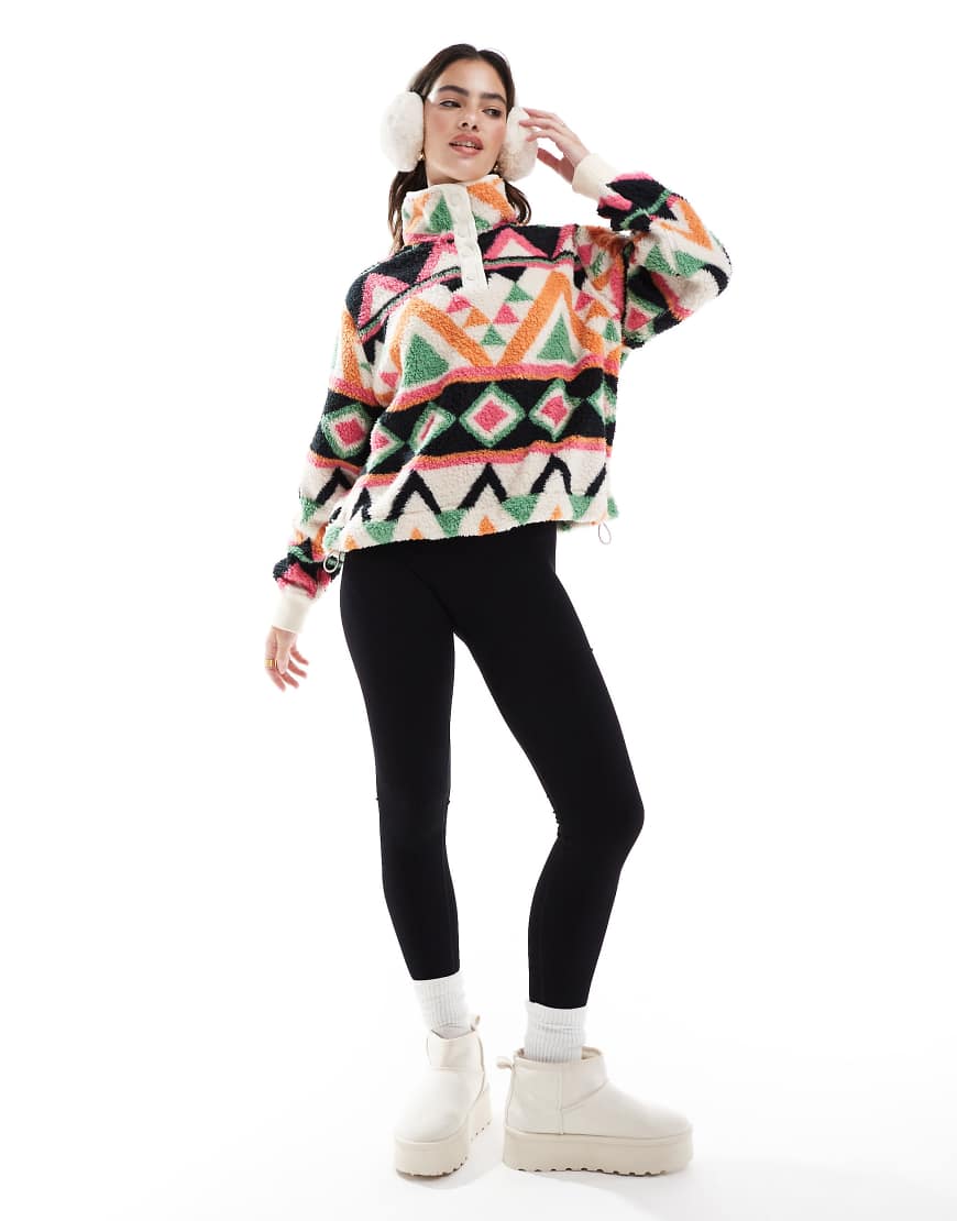 Superdry - Superweicher Henley-Pullover in Cremeweiß mit Terry-Muster-Bunt von Superdry