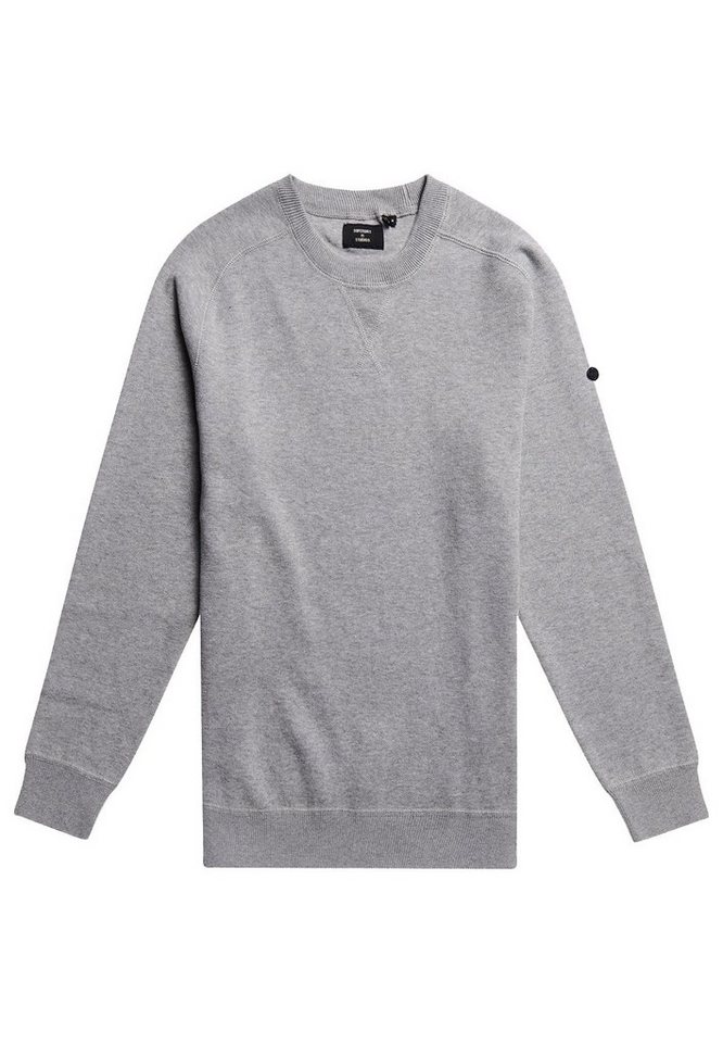 Superdry Sweater Superdry Herren Sweater STUDIOS ESSENTIAL COTTON Pale Rock Grit Grau von Superdry