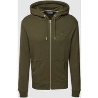 Superdry Sweatjacke mit Label-Stitching Modell 'ESSENTIAL LOGO' in Oliv, Größe L von Superdry