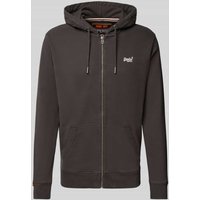 Superdry Sweatjacke mit Logo-Stitching und Kapuze in Anthrazit, Größe XXL von Superdry