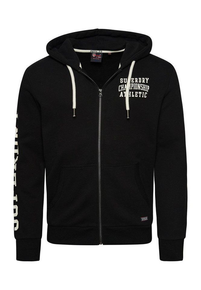 Superdry Sweatshirt Superdry Herren Zipper VINTAGE GYM ATHLETIC ZIPHOOD Black Schwarz von Superdry