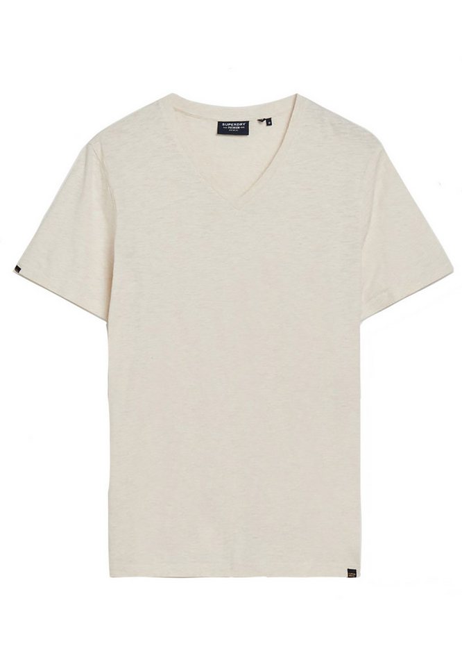 Superdry T-Shirt Superdry Herren T-Shirt V NECK SLUB SS Oat Cream Marl von Superdry