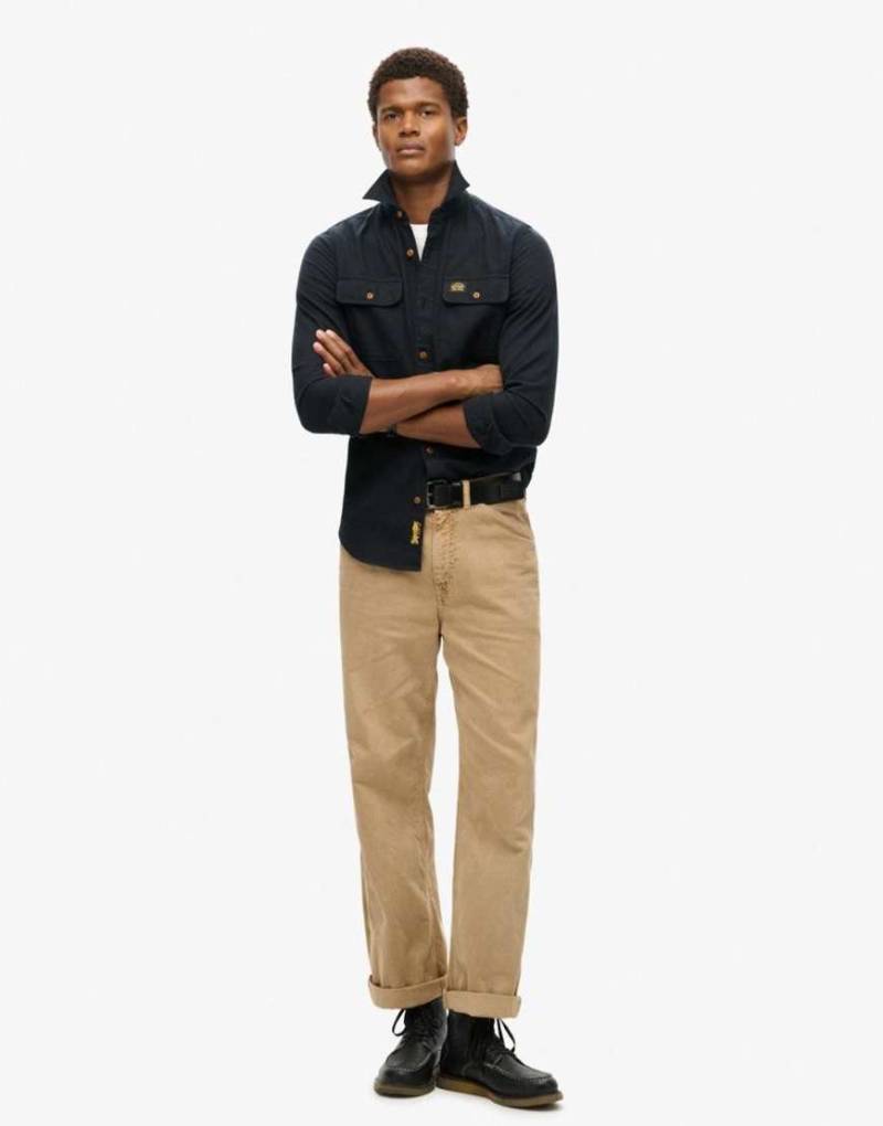 Superdry - Trailsman - Locker geschnittene Hemdjacke in Tiefschwarz von Superdry