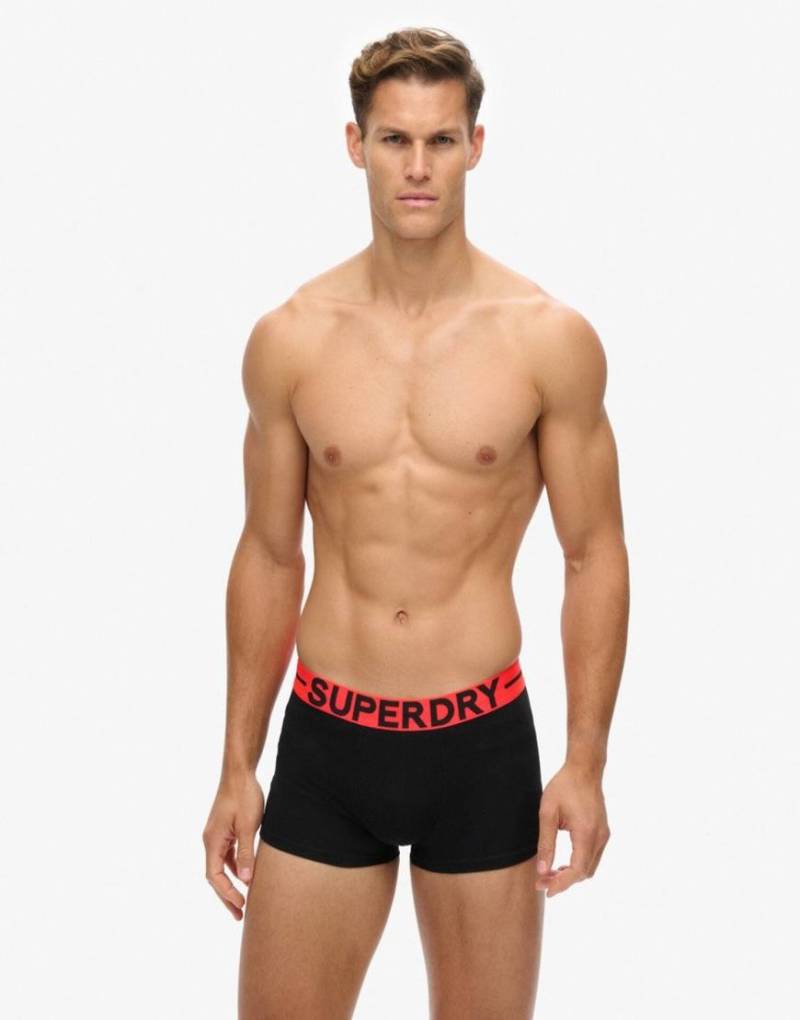 Superdry - Trunk - 3er-Pack Unterhosen in Feeder Grau/Schwarz gestreift/Schwarz von Superdry
