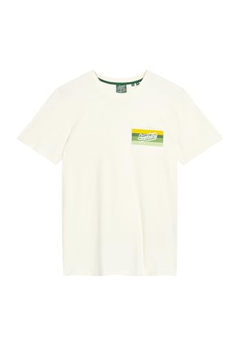 Superdry Unisex Cali Striped Logo T Shirt Hemd, Weiß (Off White Slub), XXL von Superdry