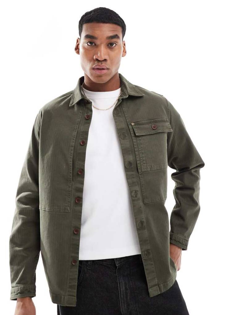 Superdry - Utility-Hemdjacke in Schnittlauchgrün von Superdry