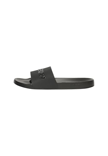 Superdry Vegan Logo Pool Slides - Black/Black, Schwarz , Large von Superdry