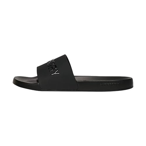 Superdry Vegan Logo Pool Slides - Black/Black, Schwarz , Small von Superdry