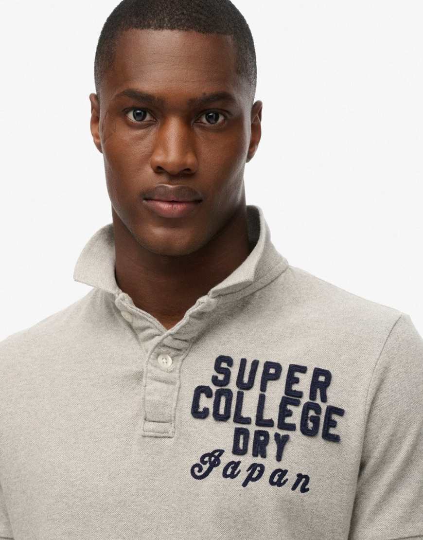 Superdry - Vintage Athletic - Polohemd in Vintage-Sweat-Grau meliert von Superdry