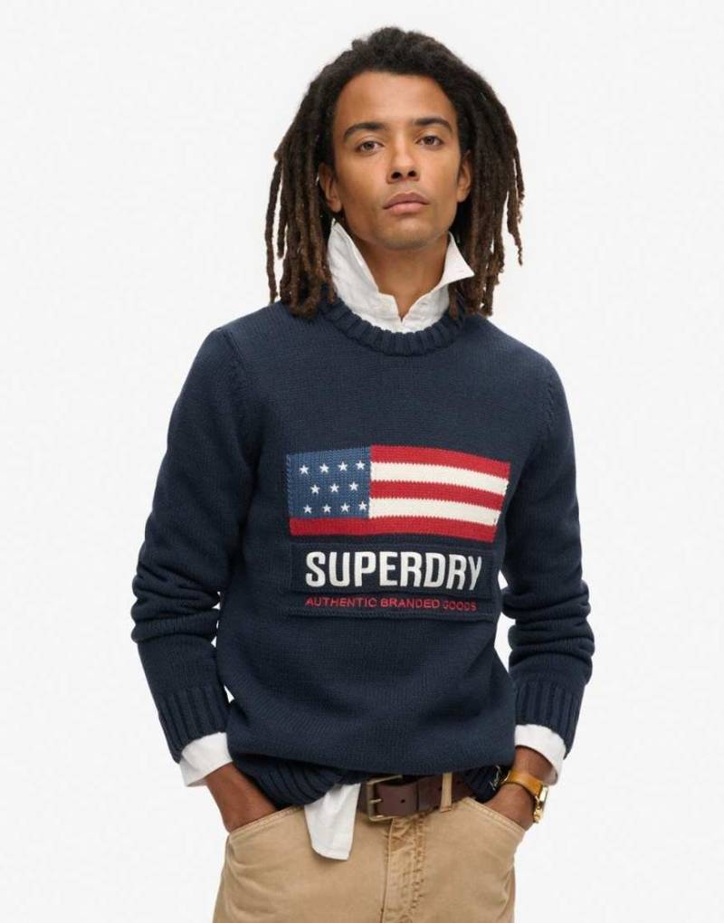 Superdry - Vintage Athletic - Strickpullover in Eclipse-Marineblau von Superdry