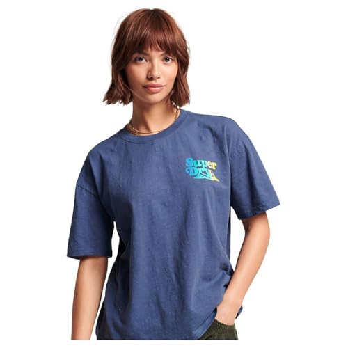Superdry Vintage Cali Stripe T-Shirt, Blau Indigo, 38 von Superdry