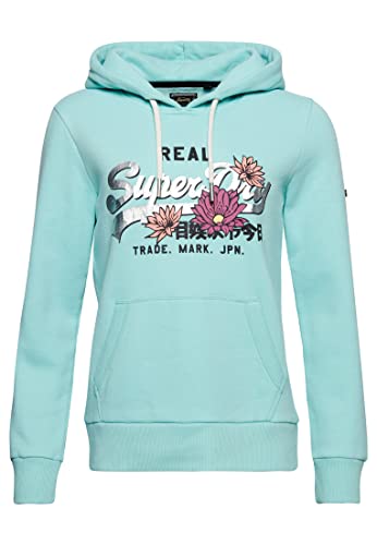 Superdry Damen Vintage Logo Narrative Hoodie Graugrün Meliert 38 von Superdry