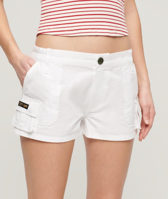 Superdry Weiß Damen Utility Cargoshorts, Größe: 36 - Größe: 36 von Superdry