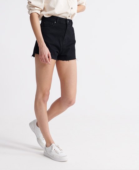 Superdry Women's Abgeschnittene Ruby Shorts Schwarz - Größe: 35 von Superdry