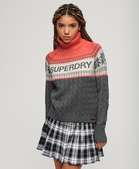 Superdry Women's Aspen Ski Strickpullover Grau - Größe: 36 von Superdry