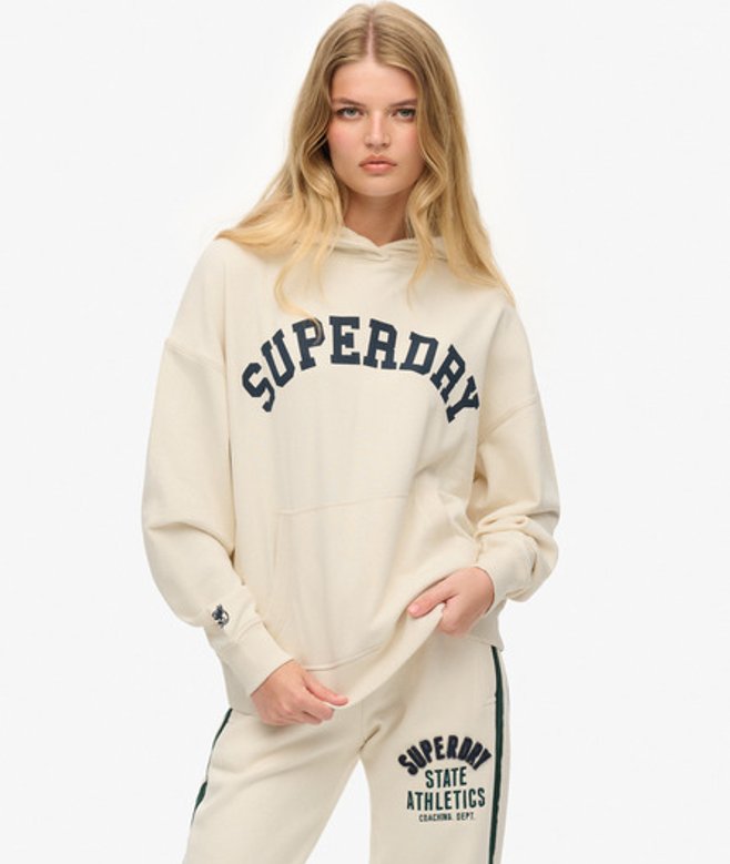 Superdry Women's Athletic Essentials Hoodie in Lockerer Passform Weiß - Größe: 34 von Superdry