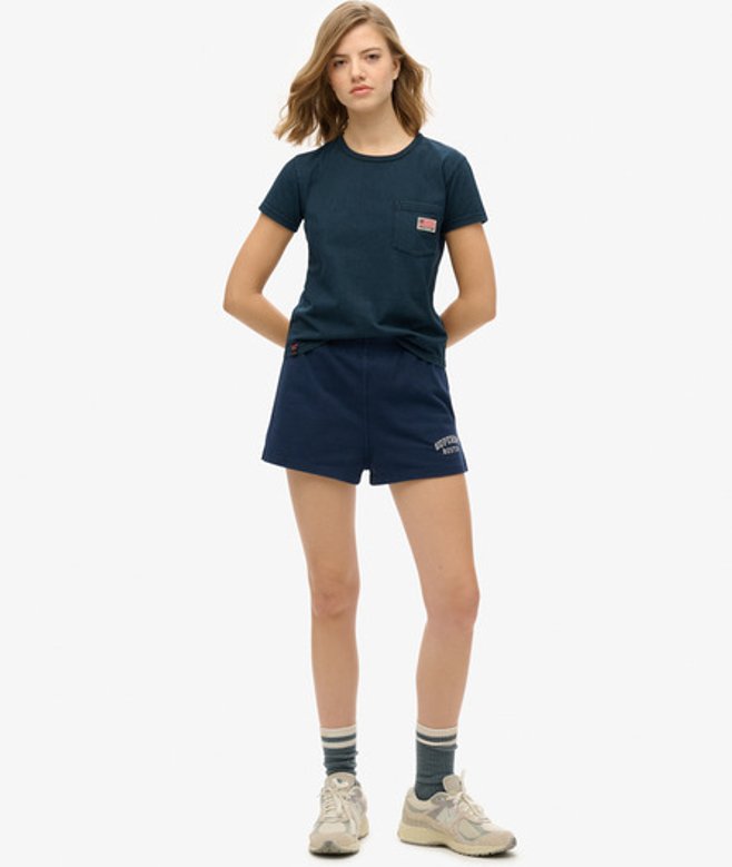 Superdry Women's Athletic Essentials Shorts mit Grafik Marineblau - Größe: 42 von Superdry