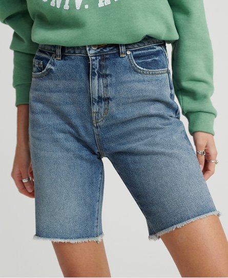 Superdry Women's Bermuda Boy Shorts Blau - Größe: 34 von Superdry