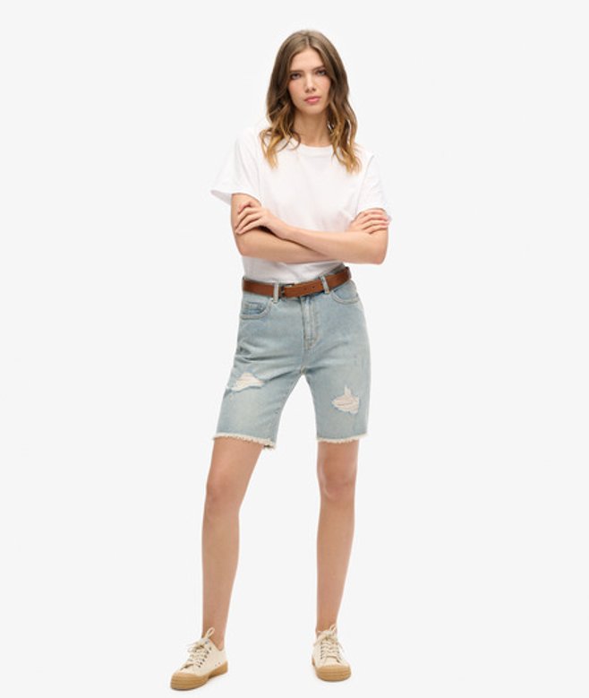 Superdry Damen Bermuda Boy Shorts Hellblau - Größe: 34 von Superdry