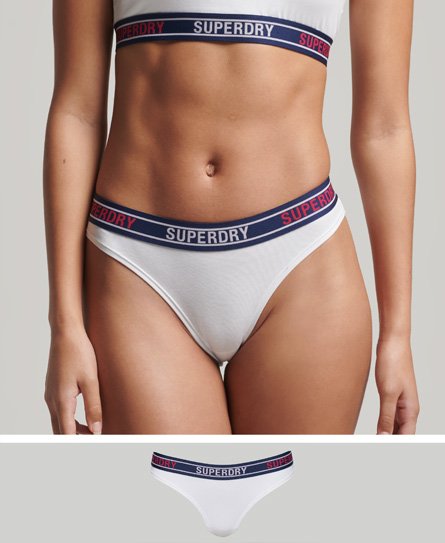 Superdry Women's Bikinihöschen aus Bio-Baumwolle mit Buntem Logo Weiß - Größe: 40 von Superdry