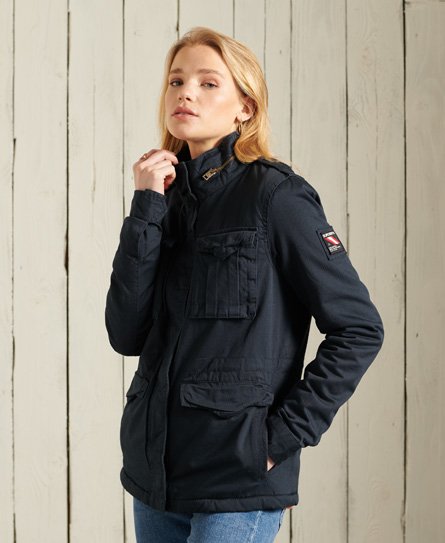 Superdry Women's Classic Rookie Jacke mit Teddyfell Marineblau - Größe: 36 von Superdry