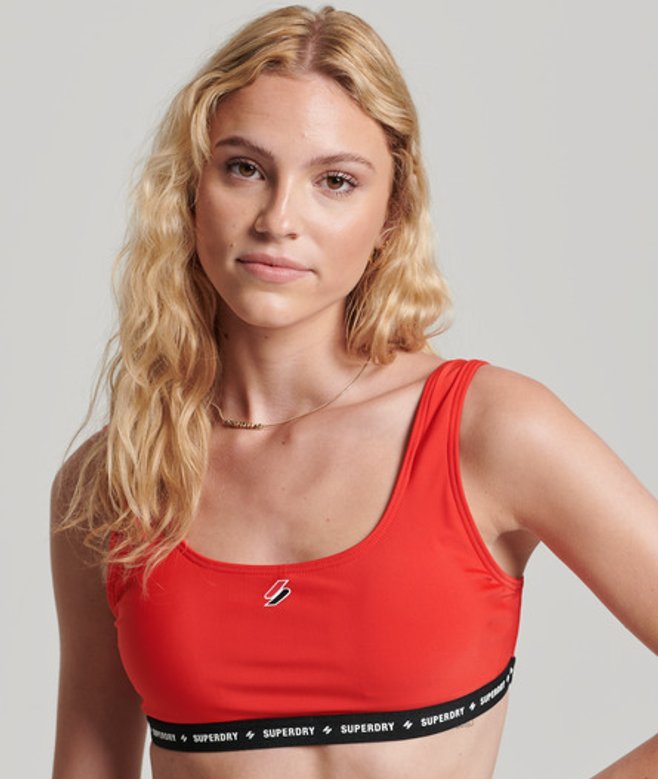 Superdry Damen Logo Druck Code Elastisches Micro-Oberteil, Abendrot - Größe: 34 von Superdry