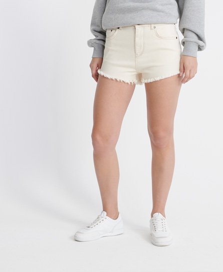 Superdry Women's Cut Off Shorts Creme - Größe: 36 von Superdry