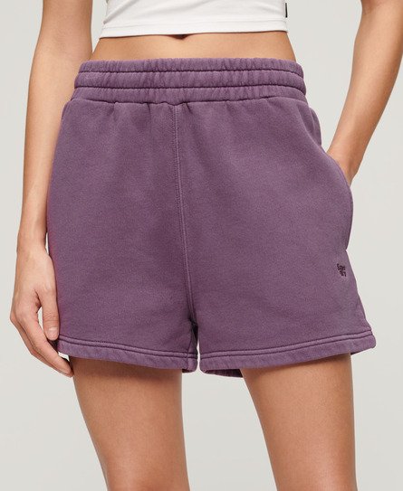 Superdry Women's Damen Lila Sweatshorts in Vintage-Waschung Bestickt, Größe: 36 - Größe: 36 von Superdry