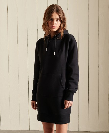 Superdry Women's Damen Schwarz Vintage Hoodie Kleid Mit Stickerei Und Logo, Größe: 34 - Größe: 34 von Superdry