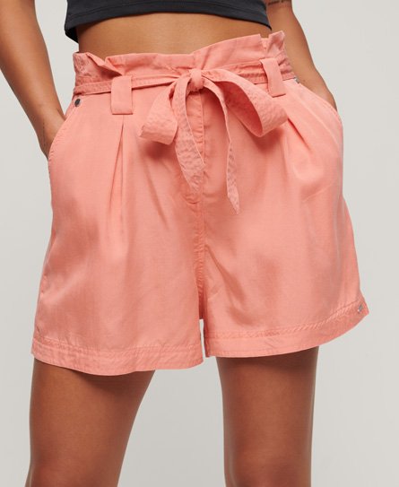 Superdry Women's Desert Paper Bag Shorts Pink - Größe: 36 von Superdry