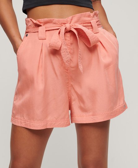 Superdry Women's Desert Paper Bag Shorts Pink - Größe: 38 von Superdry