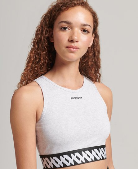 Superdry Women's Elastisches Bustier mit Logografik Grau - Größe: 36 von Superdry