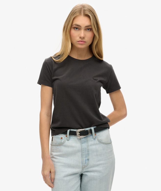 Superdry Damen Essential Logo T-shirt in Schmaler Passform Braun - Größe: 40 von Superdry