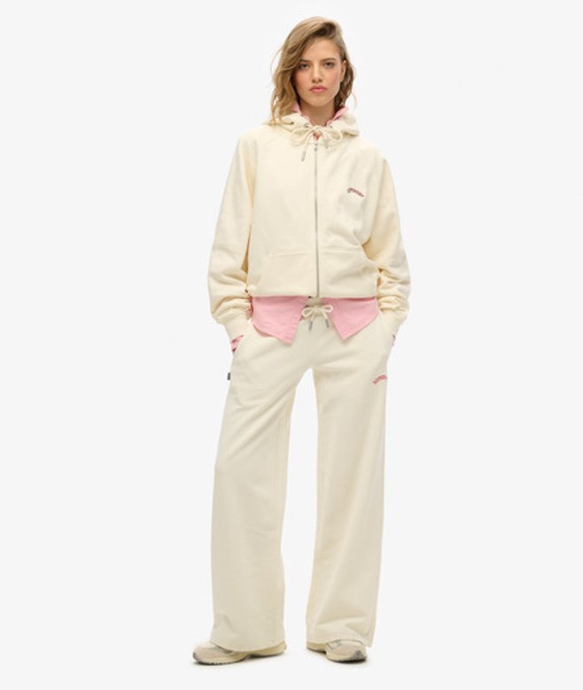 Superdry Women's Essential Jogginghose mit Logo und Weitem Bein Weiß - Größe: 42 von Superdry