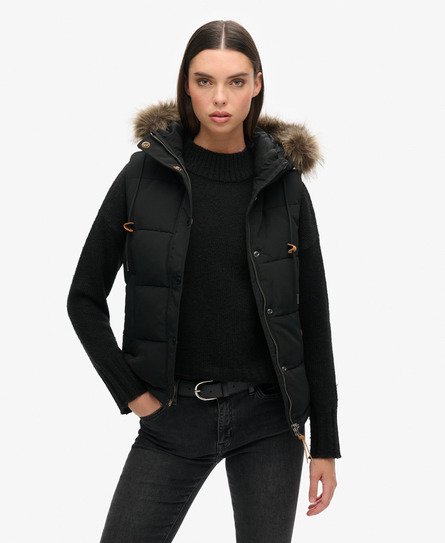 Superdry Women's Everest Kunstfell-Weste Schwarz - Größe: 36 von Superdry