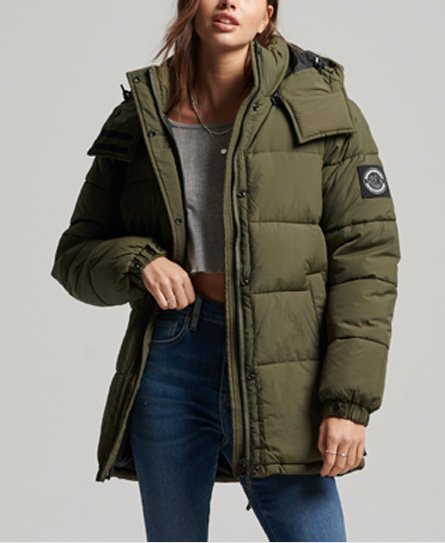 Superdry Women's Expedition Cocoon Steppmantel Grün - Größe: 38 von Superdry